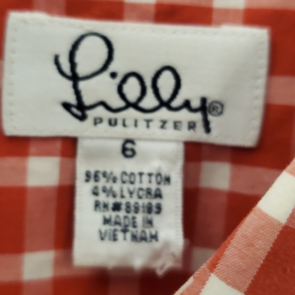 🔥SALE🔥 Lilly Pulitzer Red Checkered Button Down Shirt 6 - Picture 2 of 9